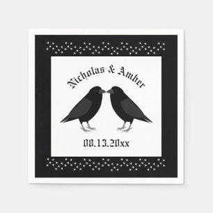 Gothic Wedding Kissing Ravens Custom Serviette