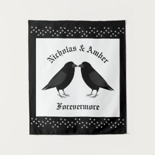 Gothic Wedding Kissing Ravens Custom Wandteppich