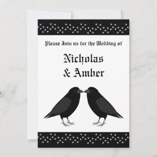 Gothic Wedding Kissing Ravens Custom Wedding Einladung