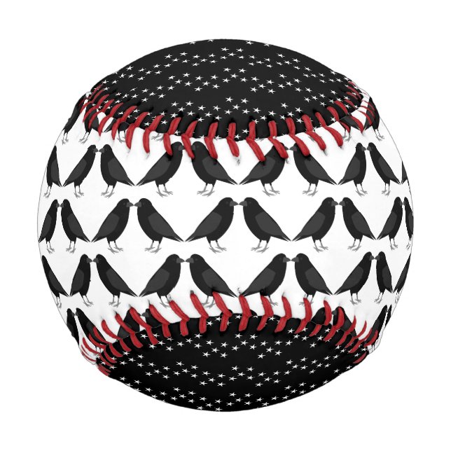 Gothic Wedding Kissing Ravens Gemustert Baseball (Vorderseite)