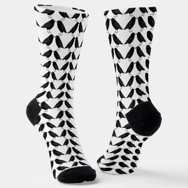 Gothic Wedding Kissing Ravens Gemustert Socken (Gewinkelt)