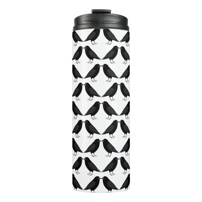Gothic Wedding Kissing Ravens Gemustert Thermosbecher (Vorderseite)