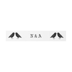 Gothic Wedding Kissing Ravens Mit Monogramm Einladungsbanderole