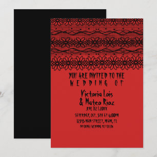 Gothic Wedding Lace Red Black Einladung