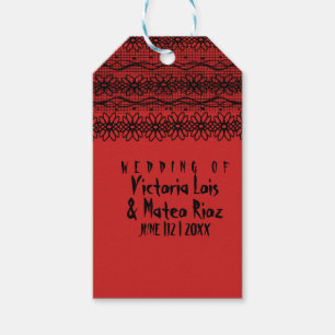 Gothic Wedding Lace Red Black Label Geschenkanhänger