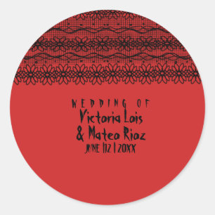 Gothic Wedding Lace Red Black Runder Aufkleber