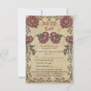 Gothic Wedding RSVP Card Vintag Karte