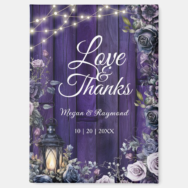 Gothic Wedding Rustic Lila Wood Danke Magnet (Vorderseite)