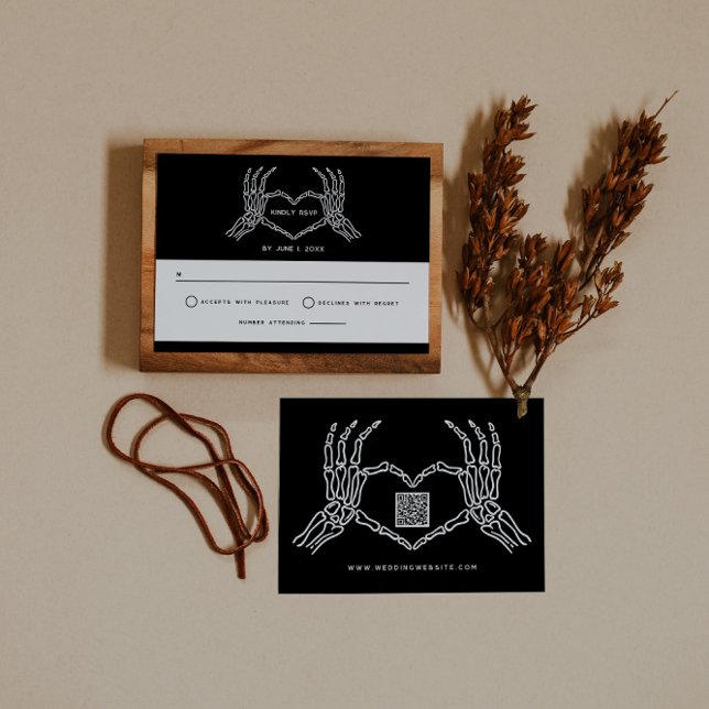 Gothic Wedding Skeleton Hands Hochzeitsstift QR Co Einladung (Von Creator hochgeladen)