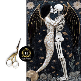 Gothic Wedding Skeleton Mermaid Skull Decoupage Seidenpapier