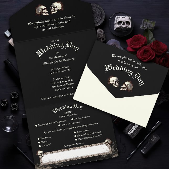 Gothic Wedding Skeletts All In One Einladung (Von Creator hochgeladen)
