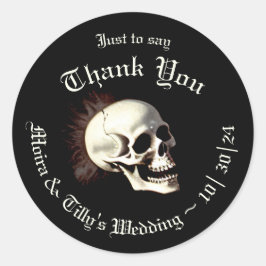Gothic Wedding Skeletts Runder Aufkleber