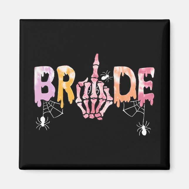 Gothic Wedding Spooky Halloween Skeleton Bride Jus Magnet (Vorne)