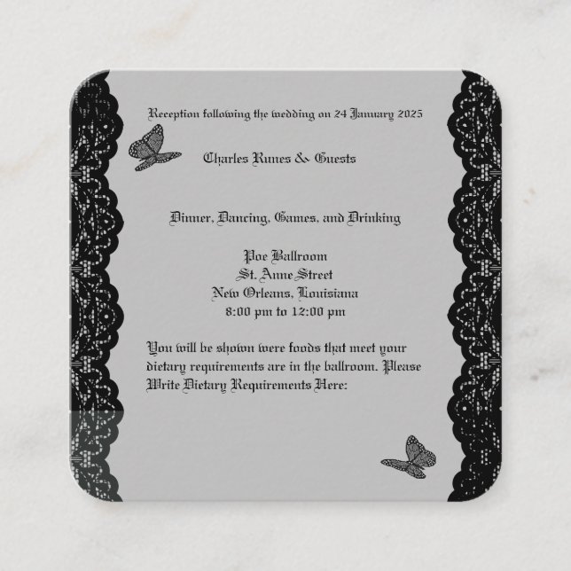 Gothic Wedding Theme UAWG Begleitkarte (Vorderseite)