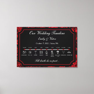 Gothic Wedding Timeline Sign Leinwanddruck
