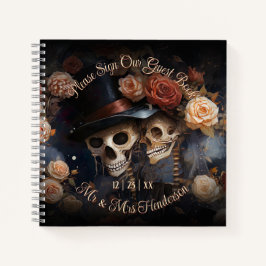 Gothic Wedding Vintag Kissing Skeletons Gästebuch Notizbuch