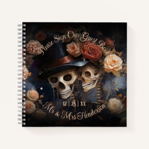 Gothic Wedding Vintag Kissing Skeletons Gästebuch Notizbuch
