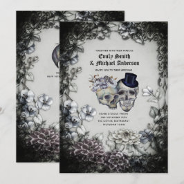 Gothic Wedding Vintag Watercolor Blume Skulls Einladung