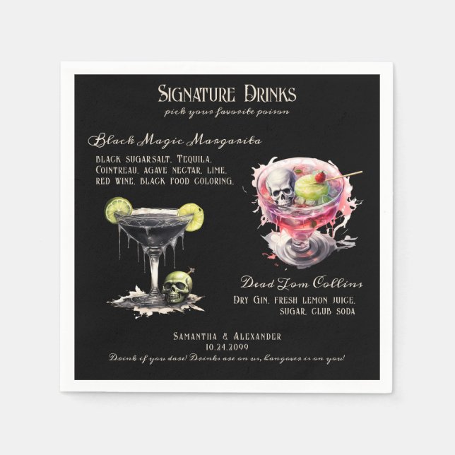 Gothic Wedding Whimsigoth Signature Drinks Serviette (Vorderseite)