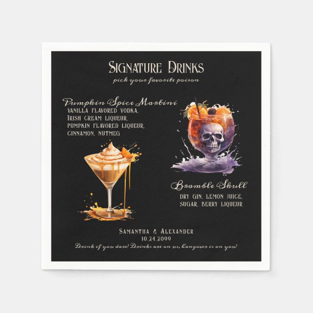 Gothic Wedding Whimsigoth Signature Drinks Serviette (Vorderseite)