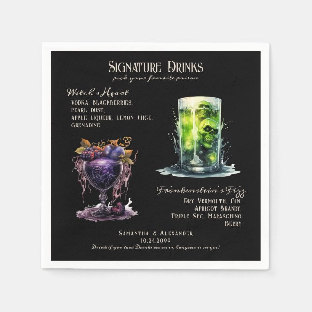 Gothic Wedding Whimsigoth Signature Drinks Serviette (Vorderseite)