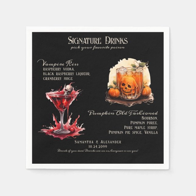 Gothic Wedding Whimsigoth Signature Drinks Serviette (Vorderseite)