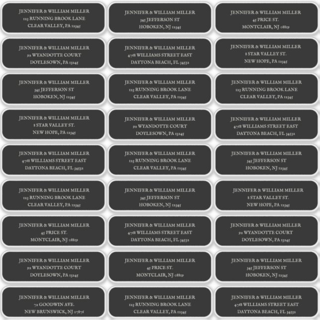 Gothic Wedding White auf Black Guest Address Aufkleber (Vorderseite)