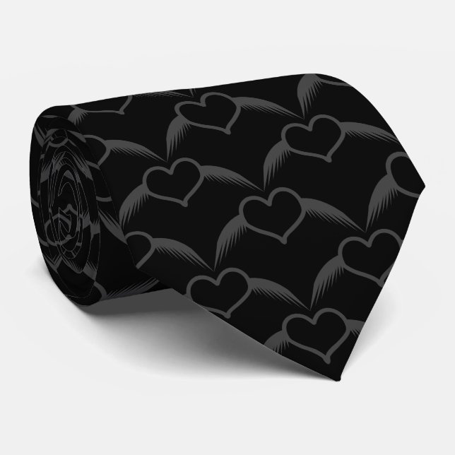 Gothic Wedding Winged Heart Gemustert Krawatte (Gerollt)
