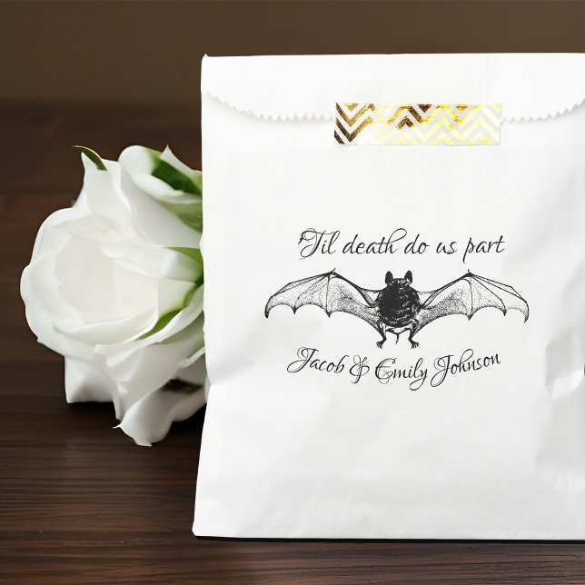 Gothic Wedween Bat Til' Death Do us Part Geschenktütchen (Gothic wedding favor bag with creepy bat)