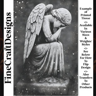 Gothic Weeping Angel Statue AD6 Decoupage Seidenpapier