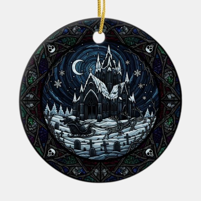 Gothic-Weihnachts-Friedhof-Santa  Keramik Ornament (Vorne)
