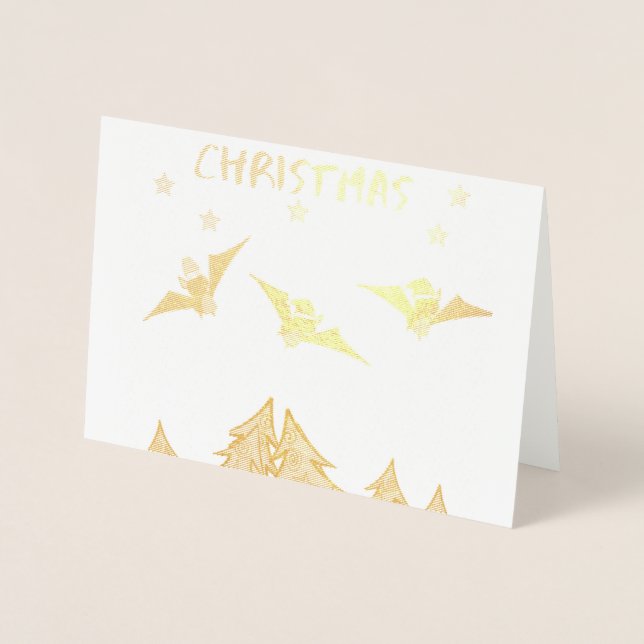 Gothic Weihnachtskarte mit niedlichen Fledermäusen Folienkarte (Vorderseite)