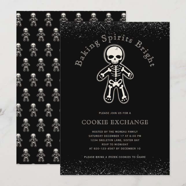 Gothic-Weihnachtsplätzchen-Austausch Einladung (Vorne/Hinten)