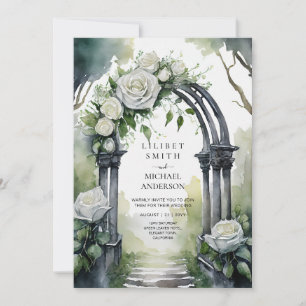 Gothic Weiße Rosen Hochzeit Einladung