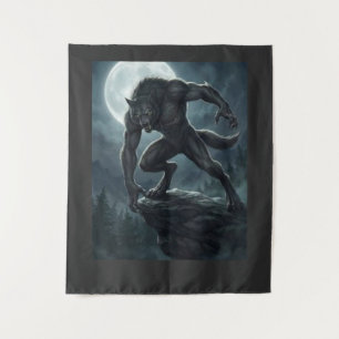 Gothic Werwolf Vollmond Dark Fantasy Kunst Wandteppich