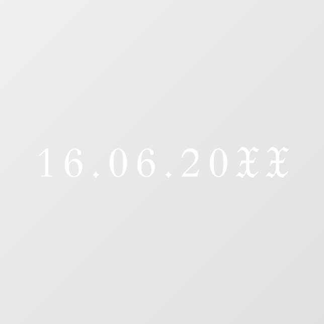 Gothic White Blackletter Numerisches Date Wedding Fensteraufkleber (Blatt)