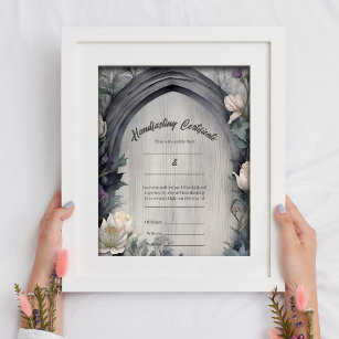 Gothic White Floral Arch Handfast Certificate Poster
