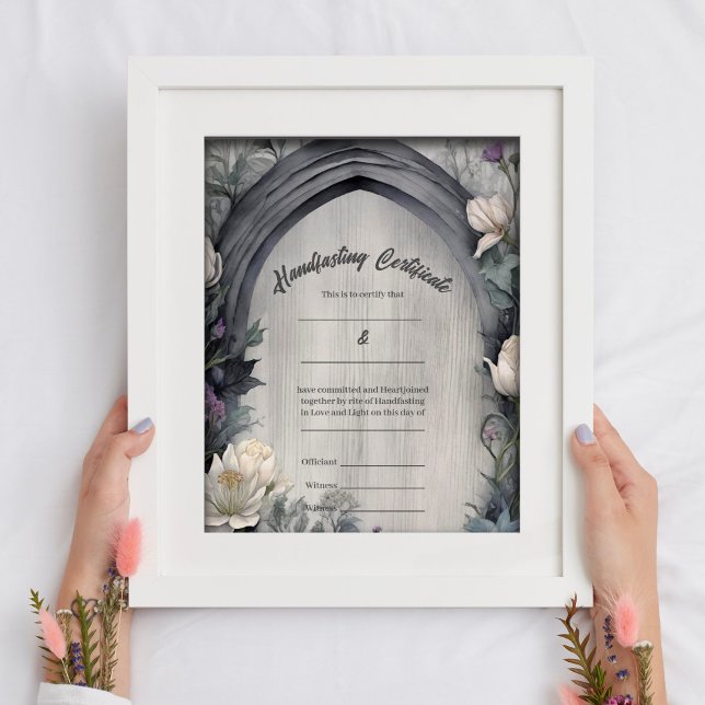 Gothic White Floral Arch Handfast Certificate Poster (Von Creator hochgeladen)