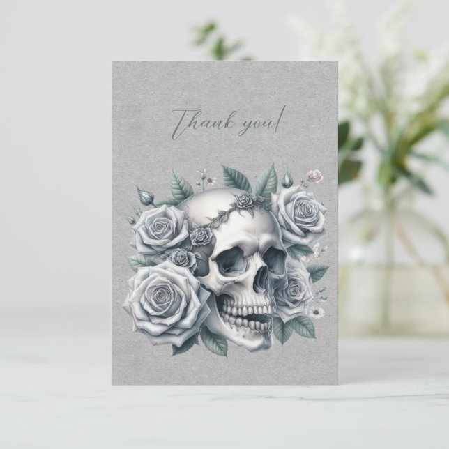 Gothic White Skull Crown of Rose Danke (Stehend Vorderseite)