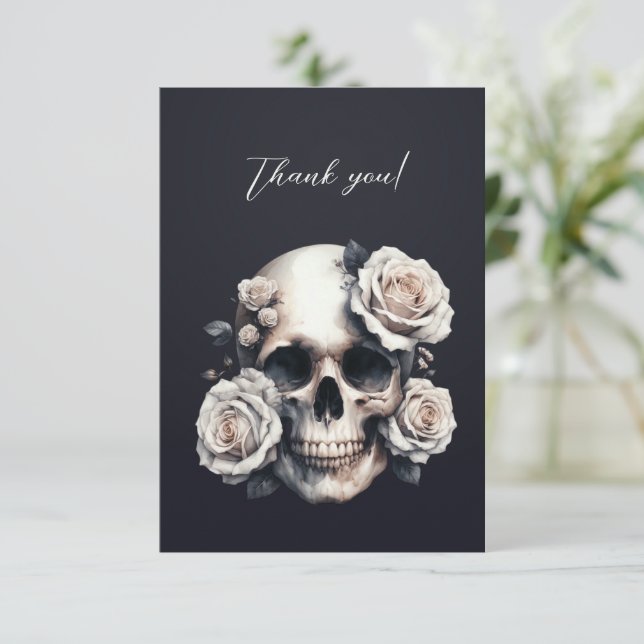 Gothic White Skull Crown of Rose Danke (Stehend Vorderseite)