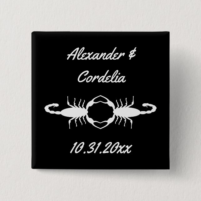 Gothic White Wedding Scorpions Custom Button (Vorderseite)