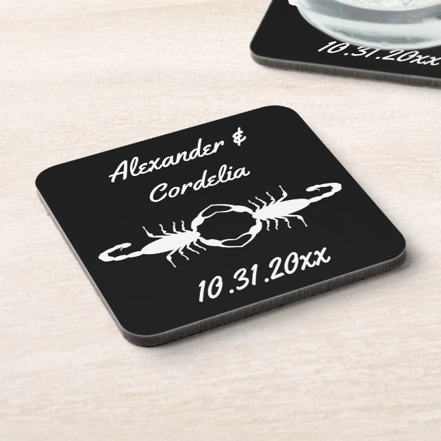 Gothic White Wedding Scorpions Custom Getränkeuntersetzer (Linke Seite)
