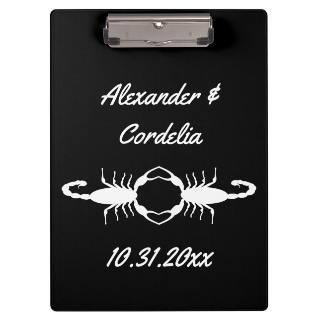 Gothic White Wedding Scorpions Custom Klemmbrett (Vorderseite)