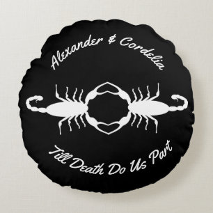 Gothic White Wedding Skorpione Custom Rundes Kissen