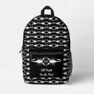 Gothic White Wedding Skorpions Custom Mit Monogram Bedruckter Rucksack