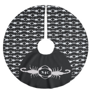 Gothic White Wedding Skorpions Custom Mit Monogram Polyester Weihnachtsbaumdecke