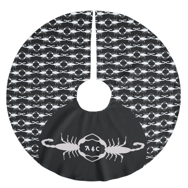 Gothic White Wedding Skorpions Custom Mit Monogram Polyester Weihnachtsbaumdecke (Vorderseite)
