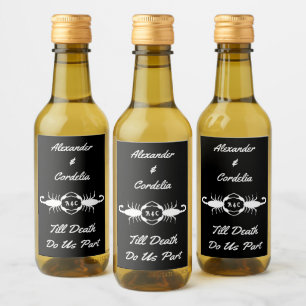 Gothic White Wedding Skorpions Custom Mit Monogram Weinetikett
