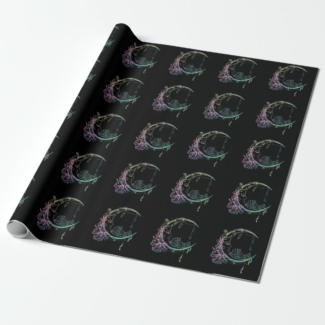 Gothic Wicca Crescent Pastel Goth Moon Geschenkpapier (Ungerollt)
