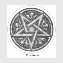 Gothic Wicca Pentagram Skulls Vinyl Cutout Sticker